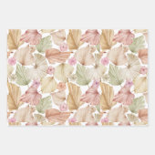 水彩パームの葉とバラ ラッピングペーパーシート (正面3)