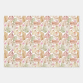 水彩パームの葉とバラ ラッピングペーパーシート (正面)