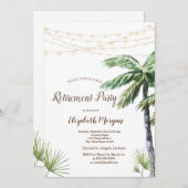 水彩パームストリングライトリタイアメントパーティー 招待状 (正面/裏面)