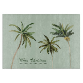 水彩パームツリートロピカルパーソナライズされた カッティングボード