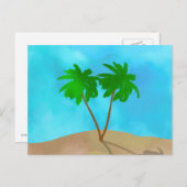 水彩パームツリービーチシーンコラージポストカード ポストカード (正面/裏面)