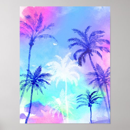 水彩パームツリー自然ポスター ポスター (正面)