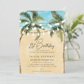 水彩パームツリー フェアリー ライト 21歳の誕生日 招待状 (スタンド正面)