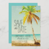 水彩パームツリー |結婚式の日付の保存 セーブザデート (正面/裏面)