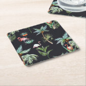 水彩パームパターン スクエアペーパーコースター (アングル)