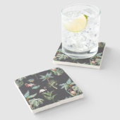 水彩パームパターン ストーンコースター (横)