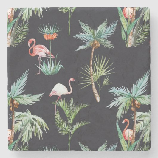 水彩パームパターン ストーンコースター (正面)