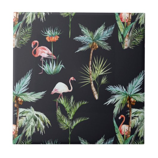 水彩パームパターン タイル (正面)