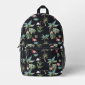 水彩パームパターン プリントバックパック (正面)