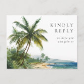 水彩パームビーチの歌リクエスト返信はがき インビテーションポストカード (正面)