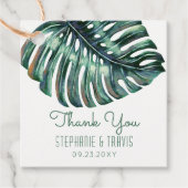 水彩パームモンステラ熱帯サンキュースクエア フェイバータグ (正面)