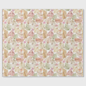 水彩パームリーフとローズ ラッピングペーパー (フラット)