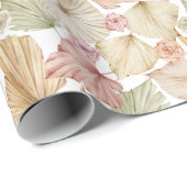 水彩パームリーフとローズ ラッピングペーパー (ロールコーナー)