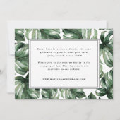 水彩パームリーフの葉の装飾とゴールドの結婚式の詳細 案内状 (裏面)