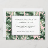 水彩パームリーフの葉の装飾 ウェディングの詳細情報 案内状 (裏面)