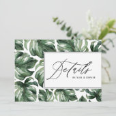 水彩パームリーフの葉の装飾 ウェディングの詳細 案内状 (スタンド正面)