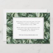 水彩パームリーフの葉の装飾 ウェディングの詳細 案内状 (裏面)