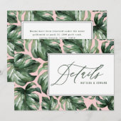 水彩パームリーフの葉の装飾 ウェディングディテール 案内状 (正面/裏面)