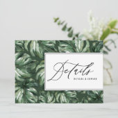 水彩パームリーフの葉の装飾 ウェディングディテール 案内状 (スタンド正面)