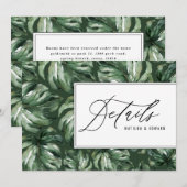 水彩パームリーフの葉の装飾 ウェディングディテール 案内状 (正面/裏面)