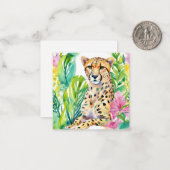 水彩パーム名門私立校風のビーチチーター入り花 ノートカード (正面/裏面インサイチュ)