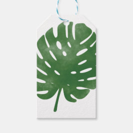 水彩パーム葉のパターン ギフトタグ