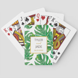 水彩パーム葉パーソナライズされた結婚式の引き出物 トランプ