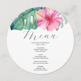 水彩パーム葉ピンクのハイビスカス メニュー