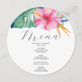 水彩パーム葉ピンクのハイビスカス メニュー (正面)