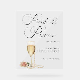 水彩パールとプロセッコのブライズシャワー アクリルサイン