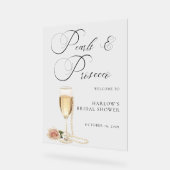 水彩パールとプロセッコのブライズシャワー アクリルサイン (傾斜)