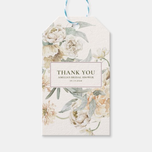 水彩パールとプロセッコの結婚式前のお祝いギフトタグ ギフトタグ (正面)