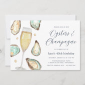 水彩パールオysterとシャンパン　あらゆるシーンに 招待状 (正面)
