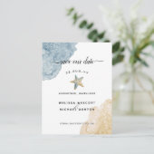 水彩ヒトダスティブルー私たち救の日付 案内ポストカード (スタンド正面)