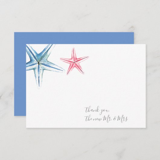 水彩ヒトデありがとう文房具 ノートカード (正面/裏面)