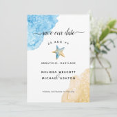 水彩ヒトデビーチモダンコースト結婚ーズ セーブザデート (スタンド正面)