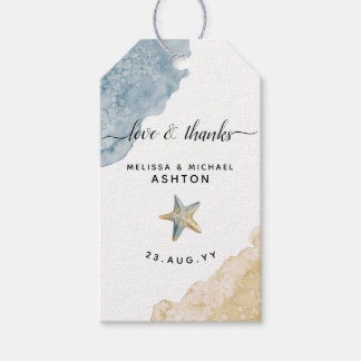 水彩ヒトデビーチ沿岸結婚式の引き出物 ギフトタグ