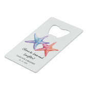 水彩ヒトデビーチ結婚式のお願い クレジットカード栓抜き (正面アングル)