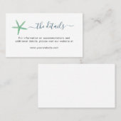 水彩ヒトデビーチ結婚式詳細カード プレイスカード (正面/裏面)