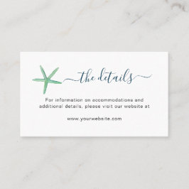 水彩ヒトデビーチ結婚式詳細カード プレイスカード