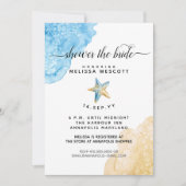 水彩ヒトデ沿岸ビーチブライダルシャワー 招待状 (正面)