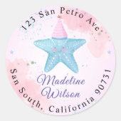水彩ヒトデ海の下差出人住所 ラウンドシール (正面)