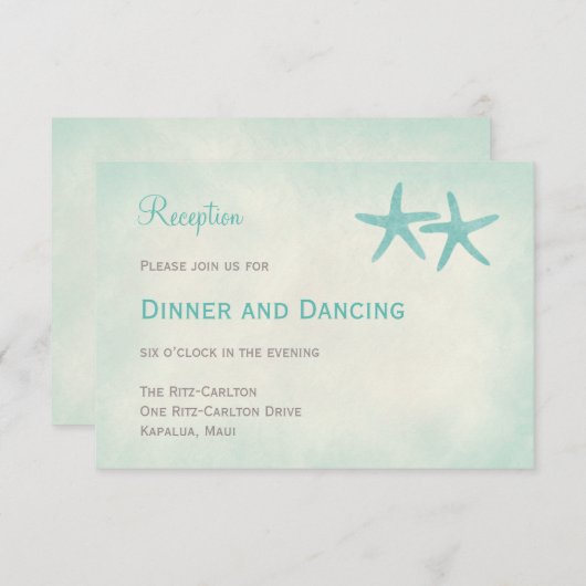 水彩ヒトデ結婚式レセプションカード エンクロージャーカード (正面/裏面)
