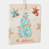 水彩ヒトデ貝殻サンディビーチクリスマス セラミックオーナメント (右)