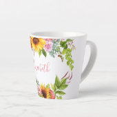 水彩ヒマワリフローラピンク名 カフェラテマグ (右アングル)