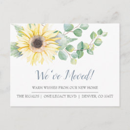 水彩ヒマワリ新宅引っ越しのお知らせ インビテーションポストカード