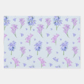 水彩ヒヤシンスの花紫と青のフローラ  ラッピングペーパーシート (正面3)