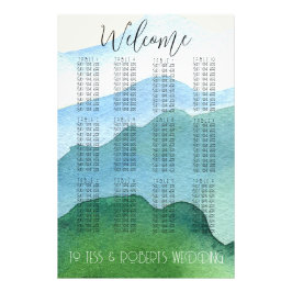 水彩ヒルズBBQ結婚のシーティングチャートプリント フォトプリント           