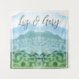 水彩ヒルズBBQ結婚の背景 タペストリー