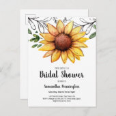 水彩ヒ素朴マワリブライダルシャワー インビテーションポストカード (正面/裏面)